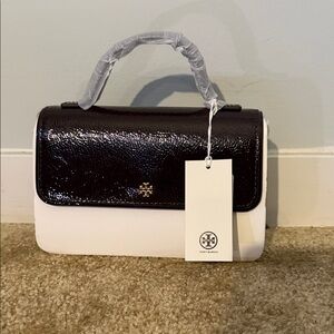 Tory Burch Black and Cream Satchel